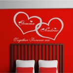 Personalised Love Hearts Bedroom VINYL WALL ART STICKERS